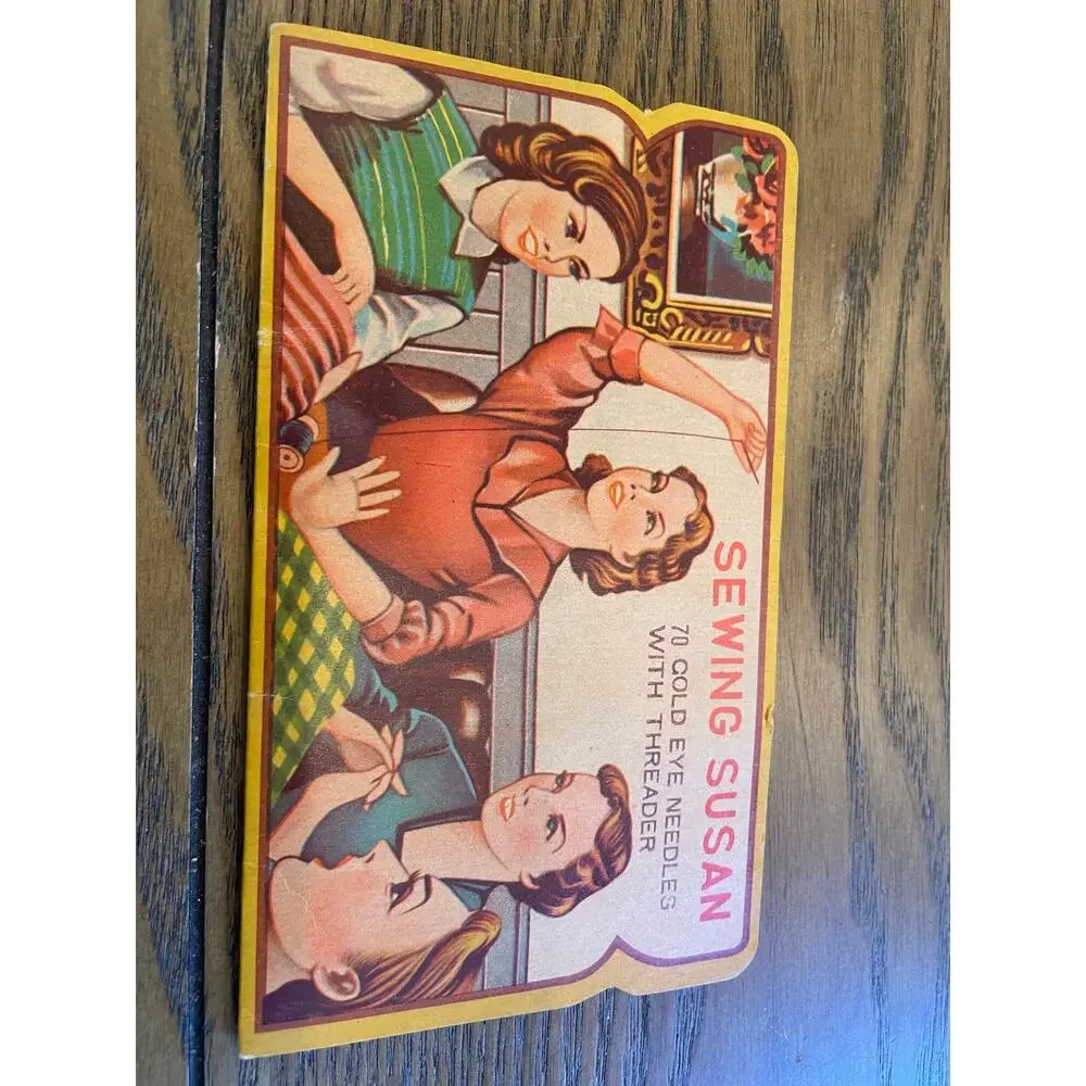 Vintage Sewing Susan Needle Book Gold Eye Rust Proof Needles & Threader Japan